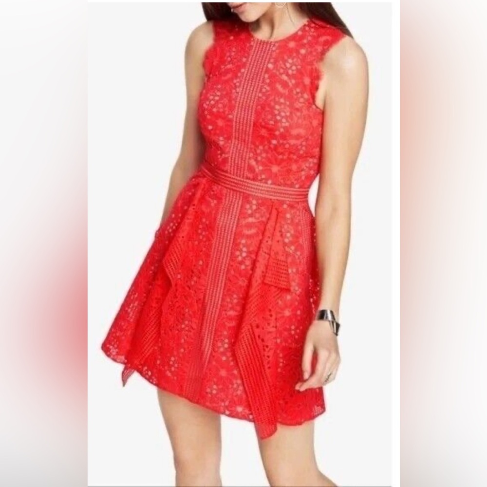 BCBG MAXAZRIA Coral Lace Sleeveless Dress NWOT